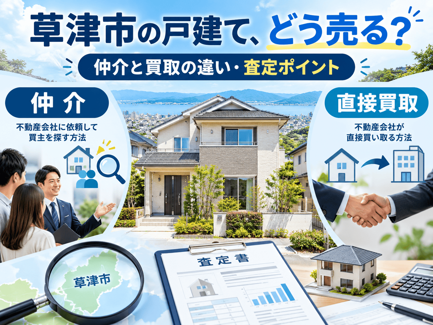 草津市の戸建て買取ガイド|仲介との違いと査定で確認されるポイント