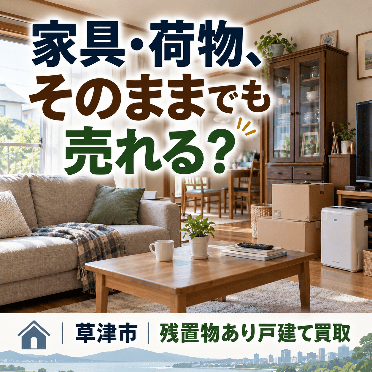 草津市で家具や荷物が残ったままでも大丈夫?残置物あり戸建て買取