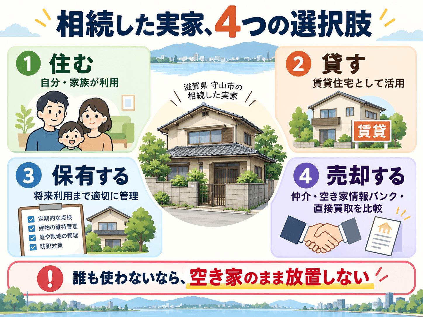 守山市で相続した戸建てを売却するには?空き家・築古住宅の買取を解説