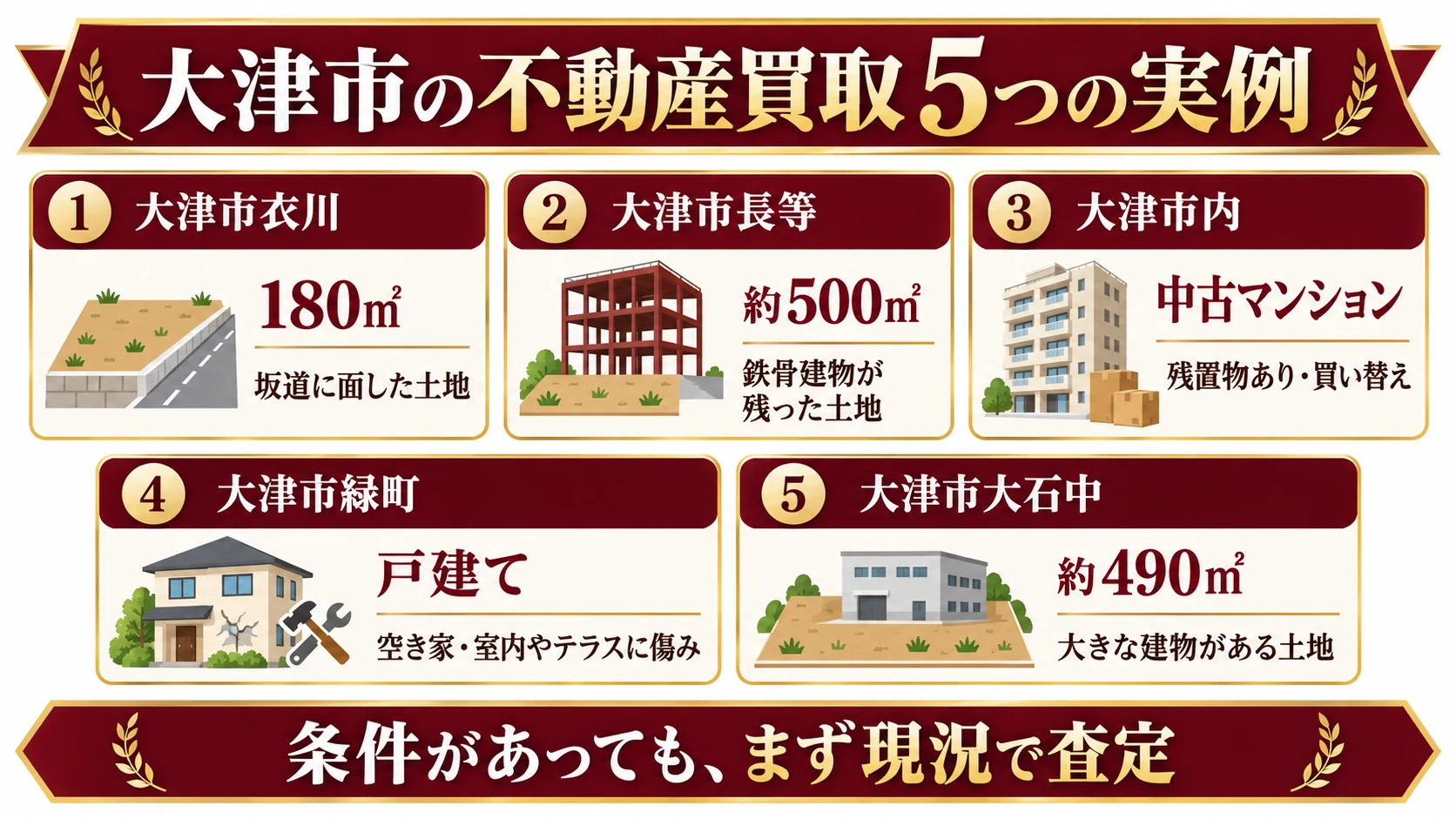 【実例で解説】大津市の不動産買取5事例から見る、査定前に確認したい物件条件