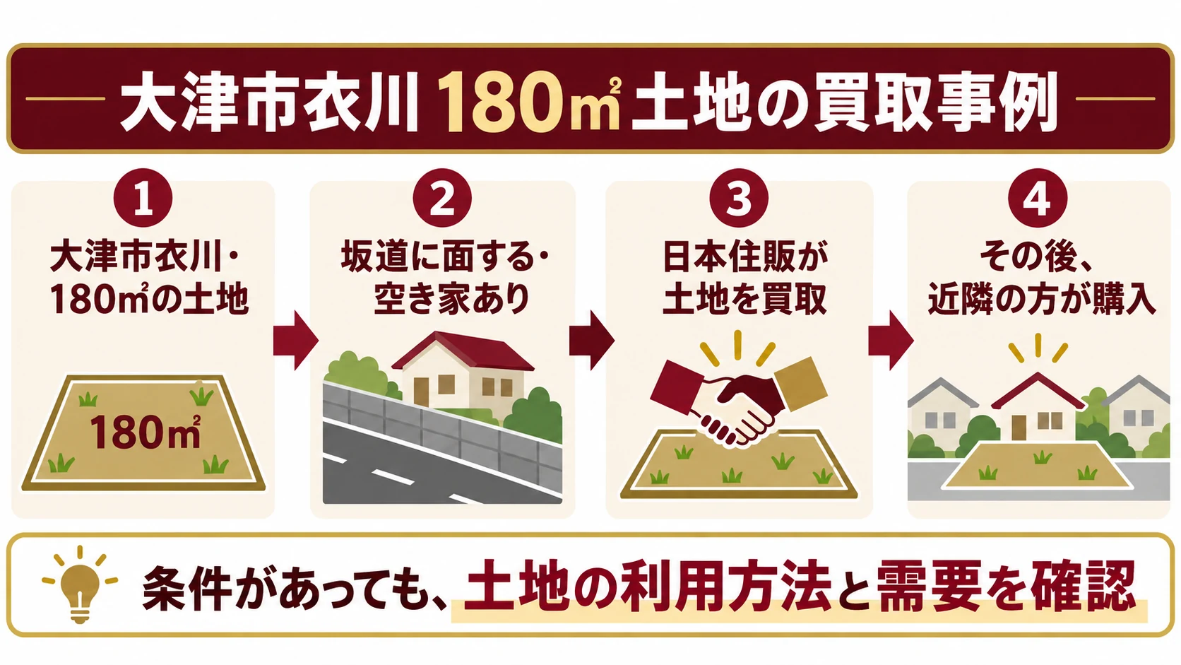 【買取事例】大津市衣川の180㎡土地|坂道に面した空き家付き土地を買取したケース