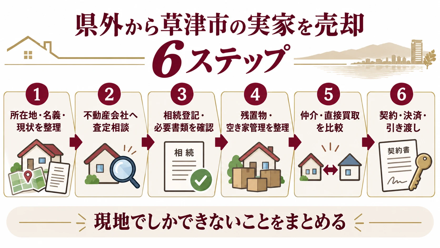 県外から草津市の実家を売却するには?遠方所有・相続物件の進め方